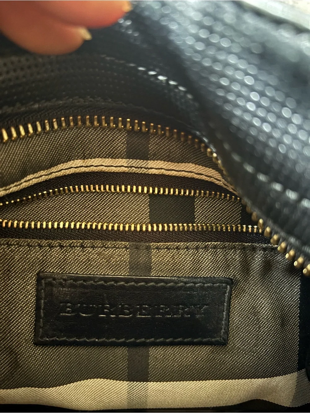 Burberry Black Leather Hobo Shoulder Bag